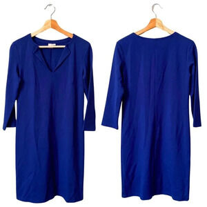 Persifor Women's XS 3/4 Sleeve Solid Tyler V-Neck Sheath Shift Knit Dress Blue